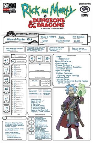 Rick and Morty vs Dungeons & Dragons Chapter II: Painscape issue 2-C Troy Look Character Sheet Cover