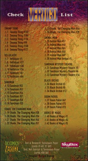 Vertigo Trading Cards (Base Set) card 90 Checklist