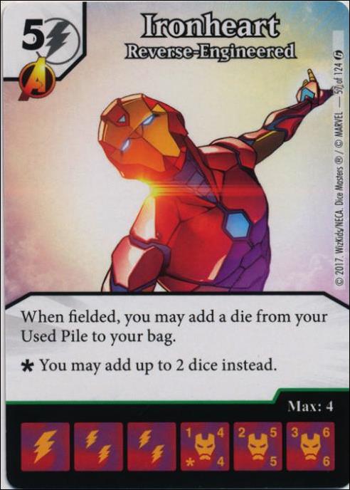 Marvel Dice Masters Guardians of the Galaxy  card 57 Ironheart: Reverse Engineered 
