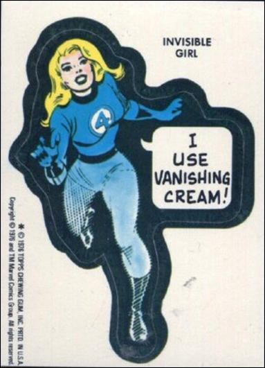 Marvel Super Heroes Stickers (Base Set) card NN17 Invisible Girl - "I use vanishing cream!"