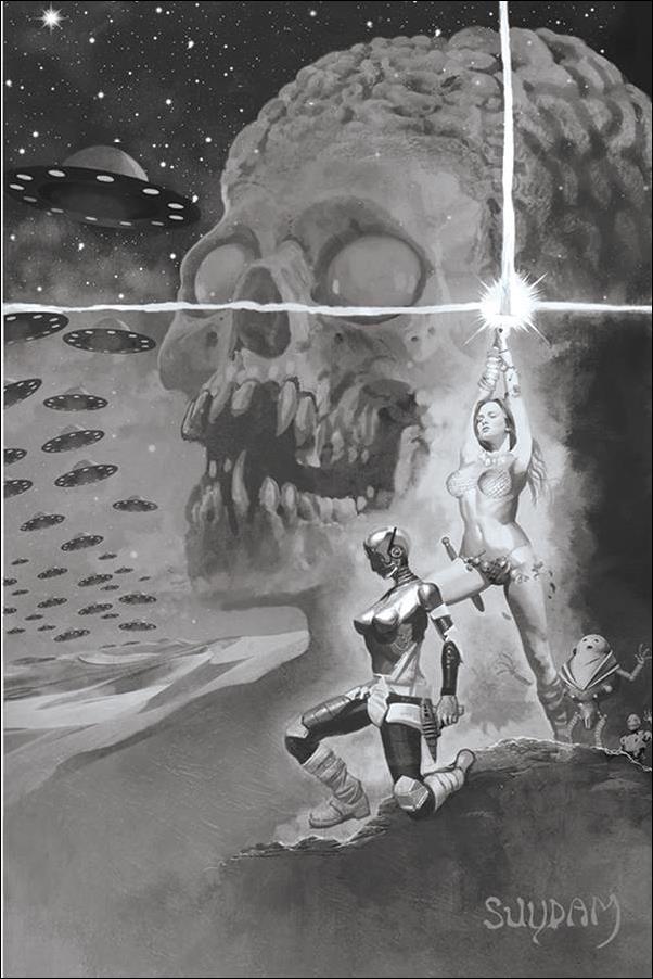 Mars Attacks Red Sonja issue 3-G Arthur Suydam 1:15 Black & White Virgin Cover