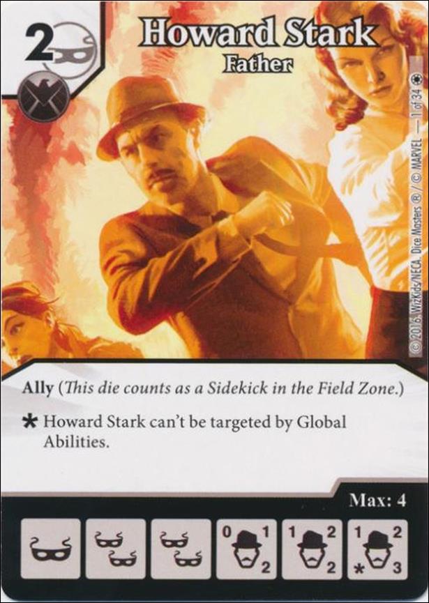 Marvel Dice Masters Iron Man and War Machine Starter Set card 1 Howard Stark - Father