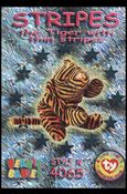 Beanie Babies Series 3 (Wild Subset) card 50 Stripes the Tiger With Thin Stripes Teal Stars