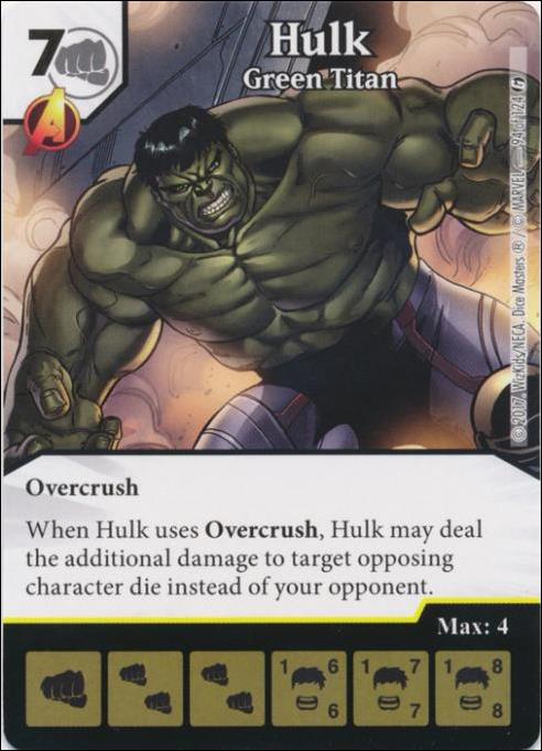 Marvel Dice Masters Guardians of the Galaxy  card 94 Hulk: Green Titan
