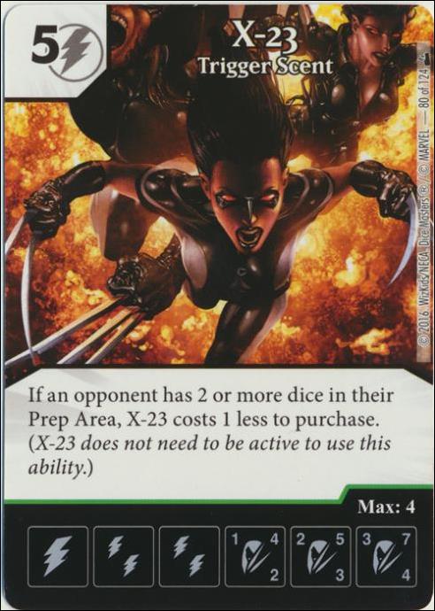 Marvel Dice Masters Deadpool card 80 X-23: Trigger Scent 