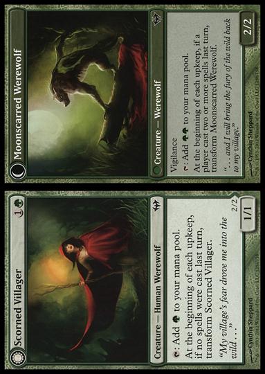 Magic the Gathering: Dark Ascension (Base Set) card 125 Scorned Villager / Moonscarred Werewolf