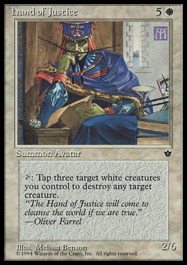 Magic the Gathering: Fallen Empires (Base Set) card 5 Hand of Justice