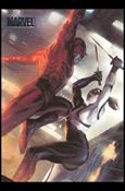 Marvel Heroes and Villains (Silver Foil Parallel Base Set) card 29 Daredevil vs Lady Bullseye