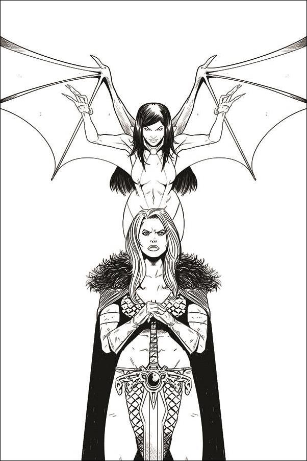 Vampirella / Red Sonja issue 11-J Drew Moss 1:11 Black & White Virgin Cover