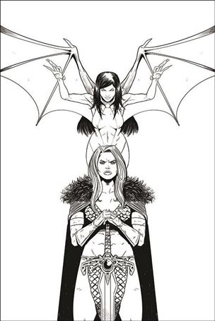 Vampirella / Red Sonja issue 11-J Drew Moss 1:11 Black & White Virgin Cover