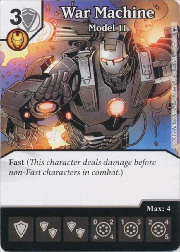 Marvel Dice Masters Iron Man and War Machine Starter Set card 22 War Machine - Model 11