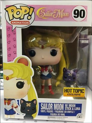 POP! Animation figure 90 Sailor Moon w/Moon Stick & Luna Hot Topic Edition
