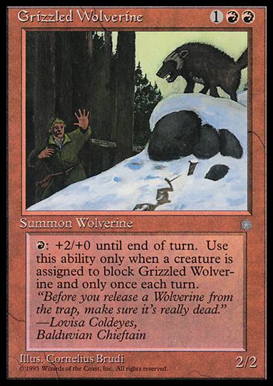 Magic the Gathering: Ice Age (Base Set) card 192 Grizzled Wolverine