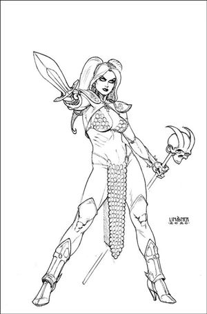 Sonjaversal issue 3-V Joseph Michael Linsner 1:40 B&W Virgin Cover