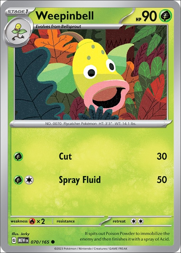 Pokemon: Scarlet & Violet - 151 (Base Set) card 070/165-B Weepinbell (Reverse Holofoil)
