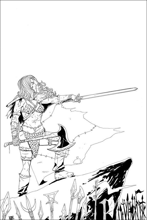 Vampirella / Red Sonja issue 6-J Drew Moss 1:11 Black & White Virgin Cover