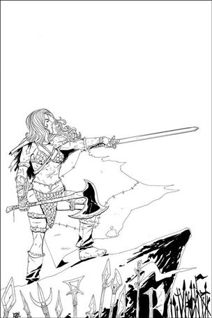 Vampirella / Red Sonja issue 6-J Drew Moss 1:11 Black & White Virgin Cover