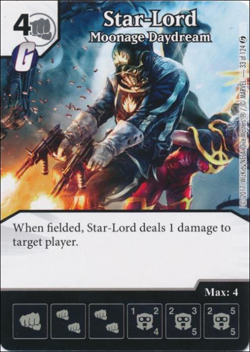 Marvel Dice Masters Guardians of the Galaxy  card 33 Star-Lord: Moonage Daydream 
