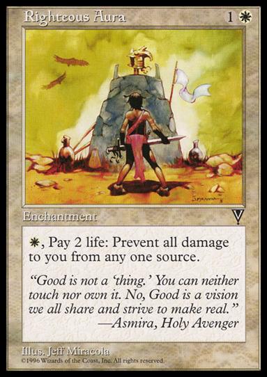 Magic the Gathering: Visions (Base Set) card 20 Righteous Aura