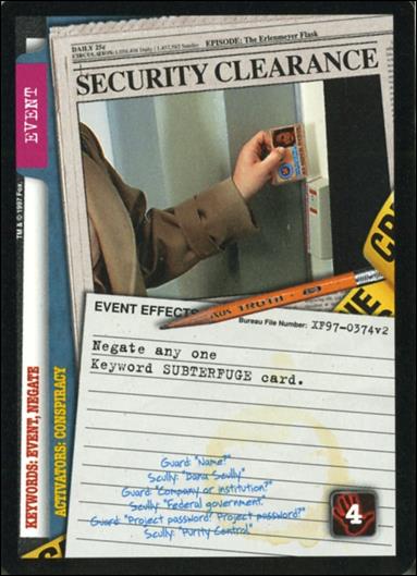 X-Files: The Truth Is Out There (Base Set) card XF97-0374v2 Security Clearance