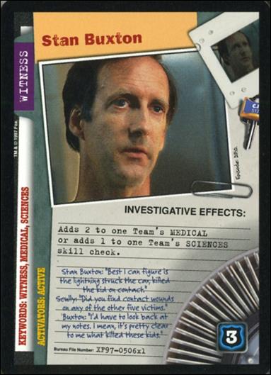 X-Files: 101361 (Base Set) card XF97-0506x1 Stan Buxton