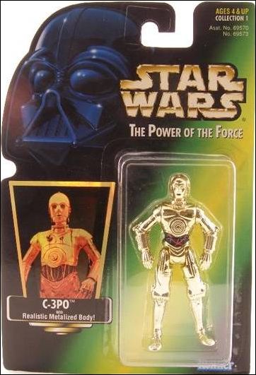 Star Wars: The Power of the Force 2 3 3/4" Basic Action Figures figure 2-D C-3PO (Green Card) (Holofoil Sticker)