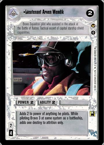 Star Wars: Theed Palace Limited (Base Set) card 82 Lieutenant Arven Wendik