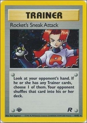 Pokemon: Team Rocket (Base Set) card 16 Rocket's Sneak Attack (Holo) - 1st Edition