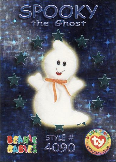 Beanie Babies Series 3 (Wild Subset) card 44 Spooky the Ghost Teal Stars