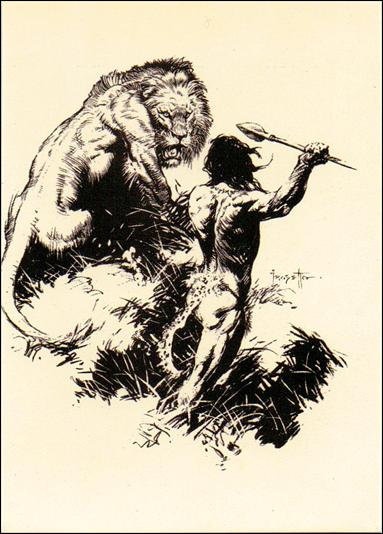 Frazetta II: The Legend Continues  (Base Set) card 1 Tarzan and the Golden Lion