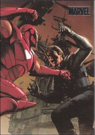 Marvel Heroes and Villains (Silver Foil Parallel Base Set) card 72 Iron Man vs Winter Soldier