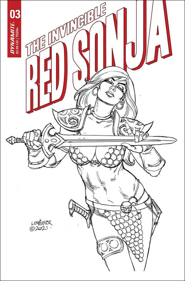 Invincible Red Sonja issue 3-N Joseph Michael Linsner 1:25 Black & White Cover