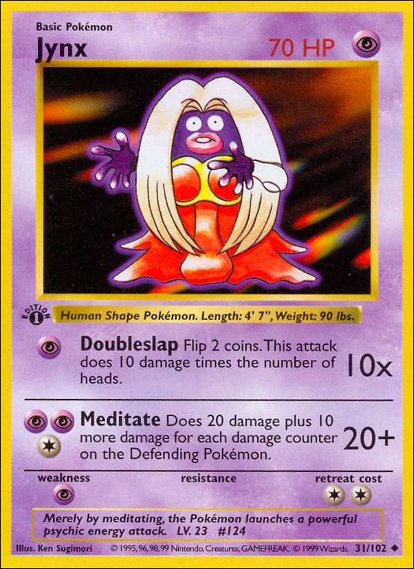 Pokemon (Base Set) card 31/102 Jynx (1st Edition) - Shadowless