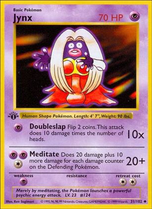 Pokemon (Base Set) card 31/102 Jynx (1st Edition) - Shadowless
