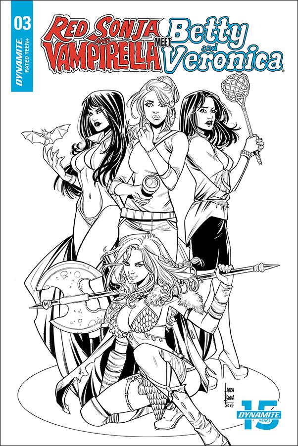 Red Sonja and Vampirella Meet Betty and Veronica issue 3-G Laura Braga 1:20 Black & White Cover