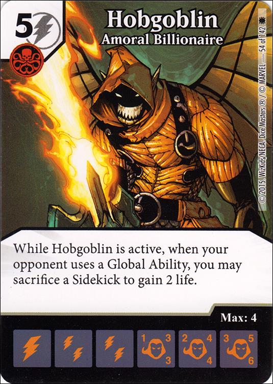 Marvel Dice Masters Amazing Spider-Man card 54 Hobgoblin: Amoral Billionare