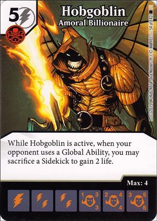 Marvel Dice Masters Amazing Spider-Man card 54 Hobgoblin: Amoral Billionare