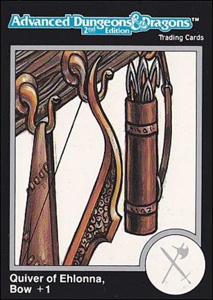 TSR 1991 Trading Cards Premier Edition Factory Set (Base Set) card 64 AD&D - Quiver of Ehlonna & Bow +1
