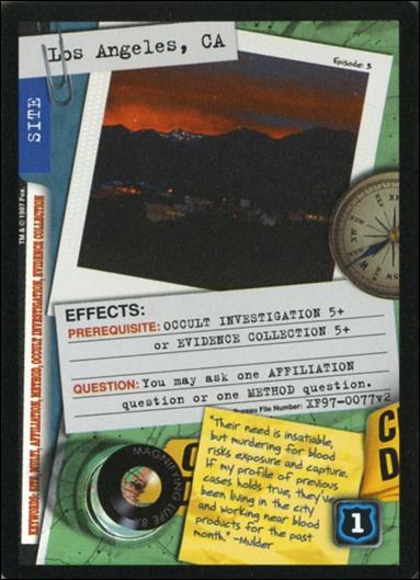 X-Files: The Truth Is Out There (Base Set) card XF97-0077v2 Los Angeles, CA