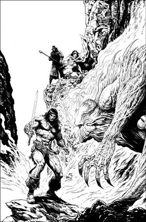 Conan: Battle of the Black Stone issue 3-D Liam Sharp B&W Virgin Cover