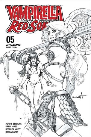 Vampirella / Red Sonja issue 5-N Sergio Davilla B&W FOC Cover