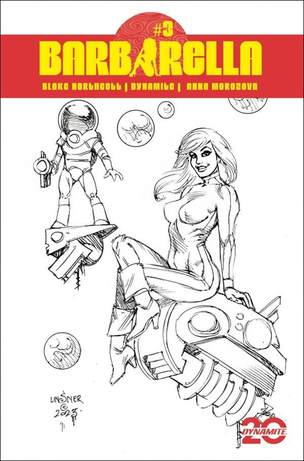Barbarella (2024) issue 3-H Joseph Michael Linsner B&W 1:15 Cardstock Cover