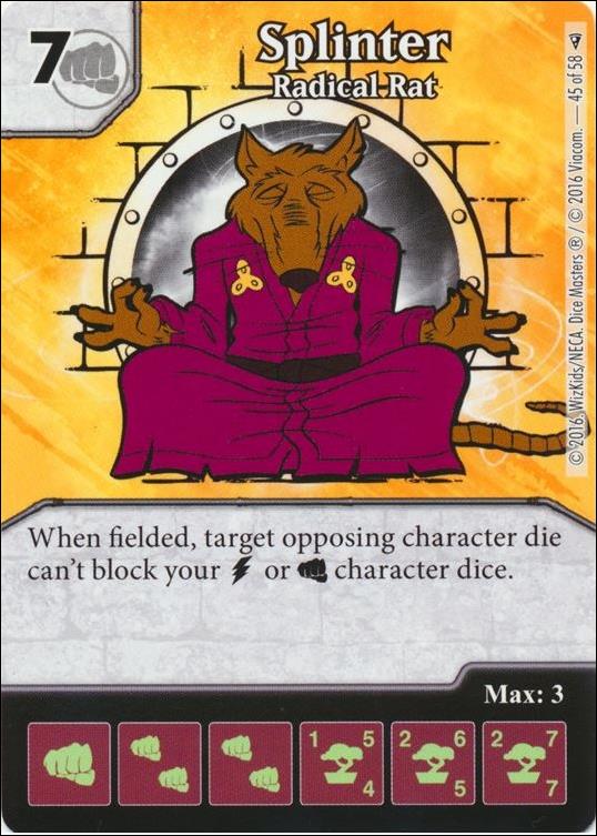 Dice Masters Teenage Mutant Ninja Turtles  card 45 Splinter- Radical Rat