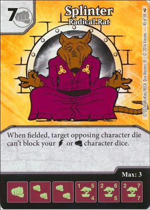 Dice Masters Teenage Mutant Ninja Turtles  card 45 Splinter- Radical Rat
