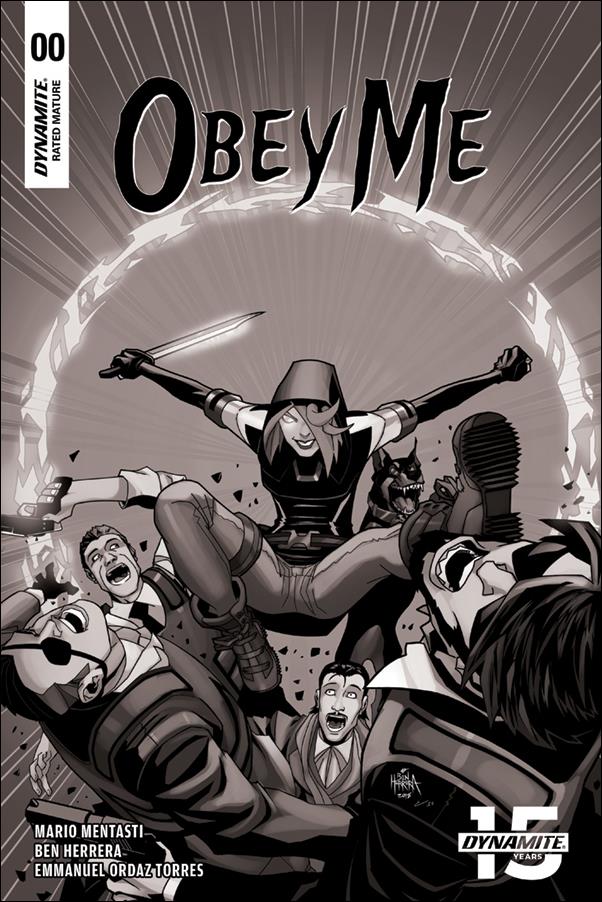 Obey Me issue 0-D Action 1:15 Black & White Cover