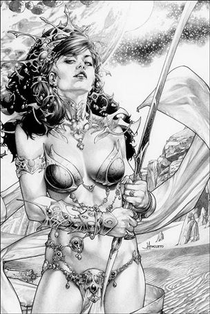 Vampirella/Dejah Thoris issue 1-PB Jay Anacleto Mega Gaming & Comics B&W Cover
