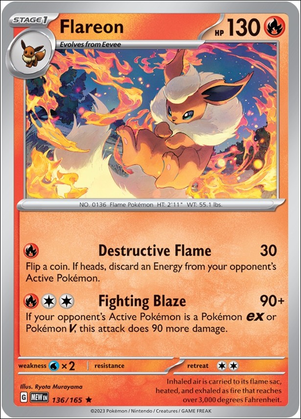 Pokemon: Scarlet & Violet - 151 (Base Set) card 136/165 Flareon (Holofoil)