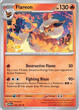 Pokemon: Scarlet & Violet - 151 (Base Set) card 136/165 Flareon (Holofoil)