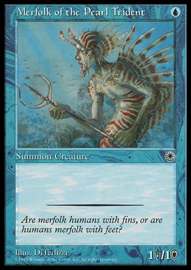 Magic the Gathering: Portal (Base Set) card 60 Merfolk of the Pearl Trident