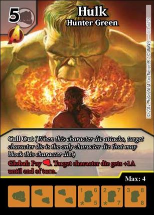 Marvel Dice Masters  Avengers Infinity Gauntlet card 113 Hulk: Hunter Green